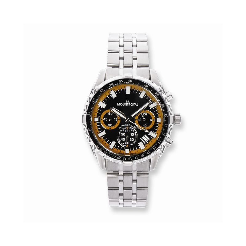 Mountroyal Mens Stainless Steel Orange Dial Chrono Watch